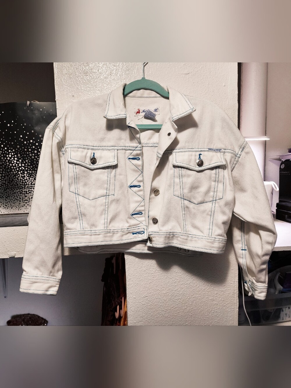 WOMEN'S 80'S CROPPED DENIM JACKET - WHITE